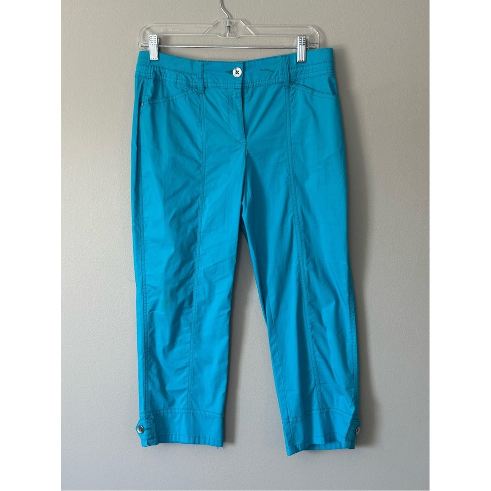 Chico's Lightweight Summer Cropped Pants Size 00 Blue Elastic Waist